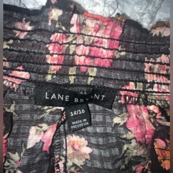 Lane Bryant Floral Shirt Lightweight Summer Top Ruffle Elastic Mock Neck Blouse - Picture 6 of 7